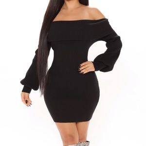 Fancy Sweater Mini dress- Black and Olive green